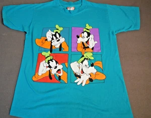 DG2 Vtg Disney Goofy Shirt Mens S/M Teal Made in USA Cartoon Graphic 90s Print - Picture 1 of 6