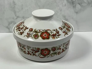 Cazuela y tapa Burleigh Staffordshire 20 cm diseño floral naranja Ironstone - Imagen 1 de 14