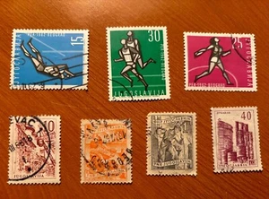 YUGOSLAVIA, 1950-1962, 7 stamps - FNR Jugoslavija, sports, Belgrad, industry - Picture 1 of 8