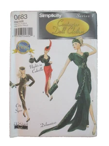 2000 Simplicity Pattern 0683 Couturier Doll Clothes Gown Uncut 15.5” Series 1 - Picture 1 of 3