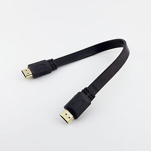 HDMI 1.4 Male to Male Plug Flat Cable Cord for HD Audio Vedio HDTV 1080P 3D 1FT