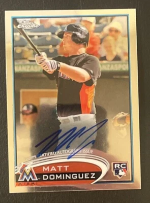 2012 Topps Chrome Matt Dominguez Autograph Rookie Auto RC #159 Marlins - Image 1 of 3