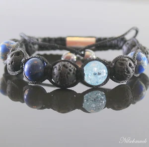 Lava Rock Blue Shamballa Armband Armreifen Bracelet Biker Mode Perlenarmband - Bild 1 von 1