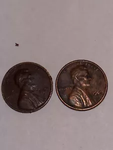 Pair of 1969 D Lincoln U.S. Cent WEAK/ NO FG, FLOATING ROOF , "E" & DATE ERRORS - Picture 1 of 5