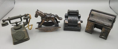 Lot of 4 Durham Industries Metal Miniatures Rocking Horse Cashier Telephone 1976 - Image 1 of 4