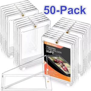 50 Pack Magnetic Card Holder 35PT U-V Protection Hard Trading Game Card Case - Picture 1 of 13
