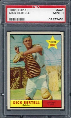 1961 TOPPS #441 DICK BERTELL Chicago Cubs sharp/CENTERED/lower pop MINT PSA 9 - Image 1 of 2