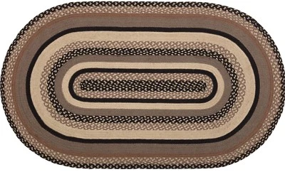 Eco-Friendly Oval Braided Rug Brown Taupe & Black Country Farmhouse Sawyer Mill - Image 1 of 2