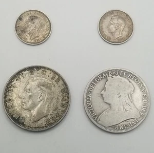 4 Coin Lot -18(9)7 One Florin, 1944 One Florin, 1943/44 Australia 3 Pence #2787 - Picture 1 of 10