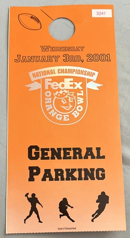 OKLAHOMA SOONERS 2001 FEDEX ORANGE BOWL NATIONAL CHAMPIONSHIP PARKING PASS Cover