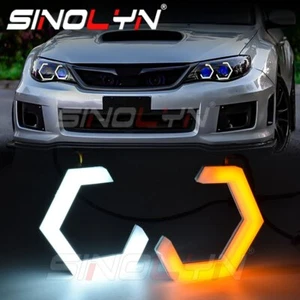 Hex Halo Rings Angel Eyes Switchback LED Cotton Lights Tuning Car Accessories - Foto 1 di 16