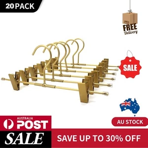 Pants Trouser Clothes Hangers Gold Matt Metal Wire Underwear Clips Hangers 20PCS - Picture 1 of 12