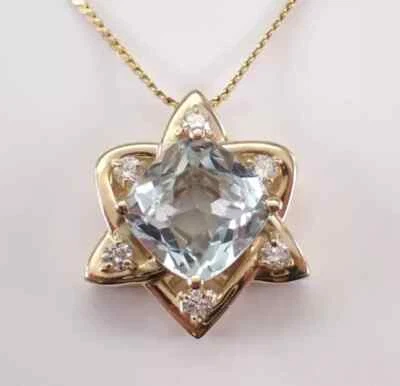 Colgante Estrella Aguamarina Creado en Laboratorio Corte Cojín 1 Ct Chapado en Oro Amarillo 14K Foto 1 de 4