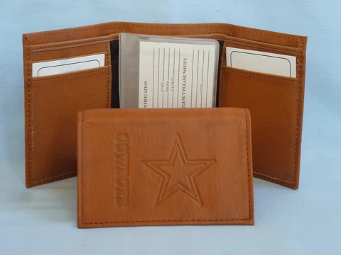 DALLAS COWBOYS   Leather TriFold Wallet    NEW    brown 2 Cover