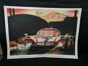 Andy Wallace Hand Signed Jaguar Le Mans A3 Art Print - Picture 1 of 4