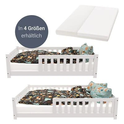 Kinderbett Bett Bodenbett Rausfallschutz Matratze Lattenrost Kinder Juskys® - Bild 1 von 4
