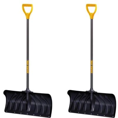 True Temper 38.3" Steel Handle Snow Shovel Pusher 24" Wide Poly Blade, Pack of 2 - Image 1 of 4