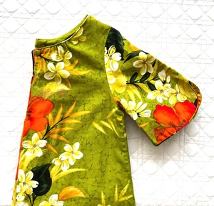 Vintage 70s Sears Hawaiian Fashions Brushed Cotton Tropical Caftan Beach Dress - Picture 1 of 13