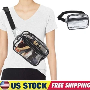 Men Women Transparent Waist Bag Clear Pouch Outdoor Travel Pack Adjustable US - Picture 1 of 11
