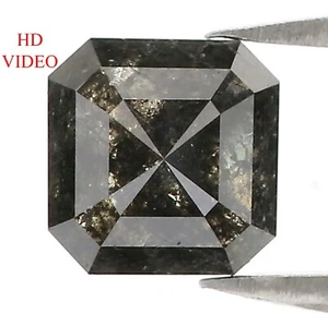 1.04 Ct Natural Loose Emerald Cut Diamond 5.85 MM Salt and Pepper Diamond QK1942 - Picture 1 of 8