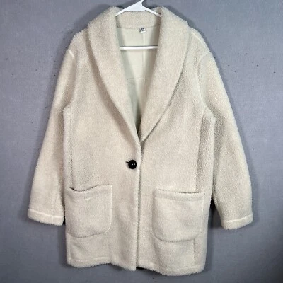 Abrigo chaqueta de lana de oveja Uniqlo grande blanco marfil Foto 1 de 4