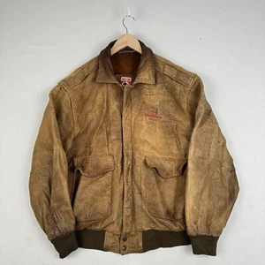 Vintage Disney Mickey Mouse braune Lederjacke Fliegerbomber Made USA Größe L - Bild 1 von 16