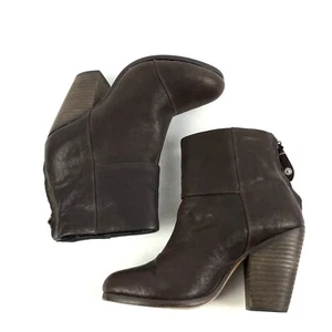 Rag & Bone Boots 35 Newbury Brown Distressed Leather Ankle Bootie Womens 5 - Picture 1 of 11