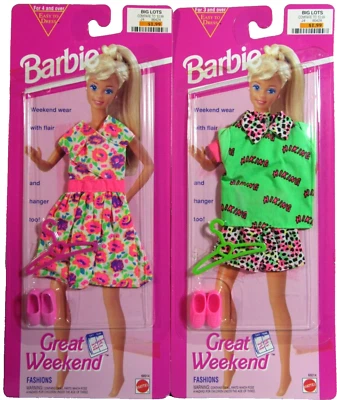 SET OF 2 MATTEL 1993 BARBIE "GREAT WEEKEND" FASHION OUTFITS #68014 - #2 MOC - Image 1 of 4