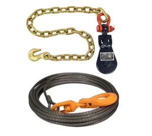 2Ton Snatch Block w/ Chain & 3/8"x75' Winch Cable Steel Core Rope for 4050# WLL - Picture 1 of 8