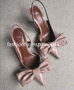 ZARA NEW WOMAN HIGH-HEEL SLINGBACK SHOES WITH BOW SHOES BEIGE 1225/310