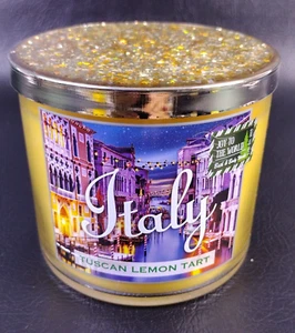 ITALY TUSCAN LEMON TART Bath and Body Works Candle 3-Wick 14.5 Oz Glitter Lid - Picture 1 of 7