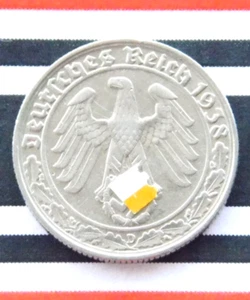 GERMAN Coin 50 REICHSPFENNIG 1938 D Nickel SWASTIKA 3RD REICH WW2 +RARE+ Pfennig - Picture 1 of 4