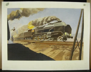  Émile André SCHEFER (1896-1942) estampe lithographie locomotive vapeur train - Foto 1 di 4