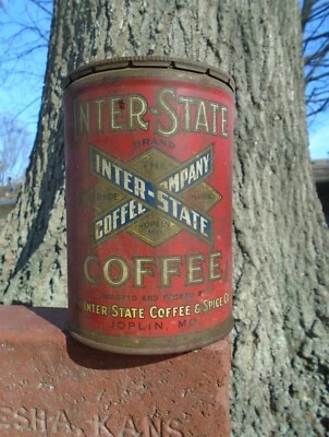 antique INTER-STATE Coffee JOPLIN MO, Big Horn COUNTRY STORE can - Image 1 of 4
