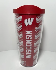 Wisconsin Tervis 24 Unzen Thermo Reisebecher roter Deckel Hergestellt in den USA - Bild 1 von 7