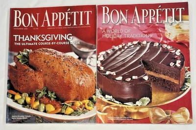 VTG Bon Appetit Magazine Thanksgiving Christmas Holiday November December 2001 - Image 1 of 4
