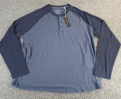 Camisa Henley Sastre Vintage Hombres XXL Azul Manga Larga Salón Manga Larga Nueva con Etiquetas Foto 1 de 4
