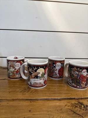 Holiday Christmas Mug Set of 4  Betty Whiteaker Vintage Christmas Design - Image 1 of 4