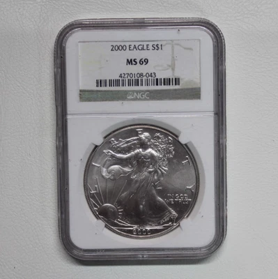 2000 Silver Eagle NGC MS69 Certified $1 Coin High Grade American Eagle - Image 1 of 2