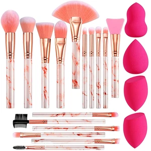 Juego de brochas de maquillaje profesional de 16 piezas con asas de mármol y licuadoras - Imagen 1 de 12