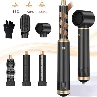 MARKENLOS Warmluftbürste Haarstyler mit Fön Ionen Haartrockner, Automatischer Lockenstab
