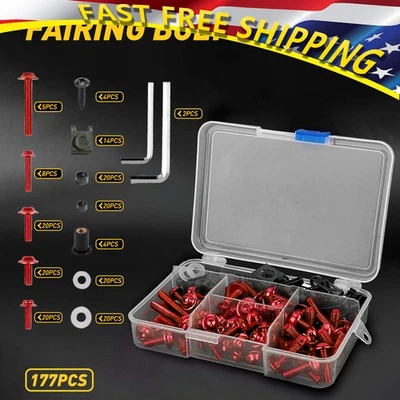 Parafusos de carenagem completos CNC parafusos fixadores carroceria Ninja Kawasaki ajuste vermelho EUA - Imagem 1 de 4
