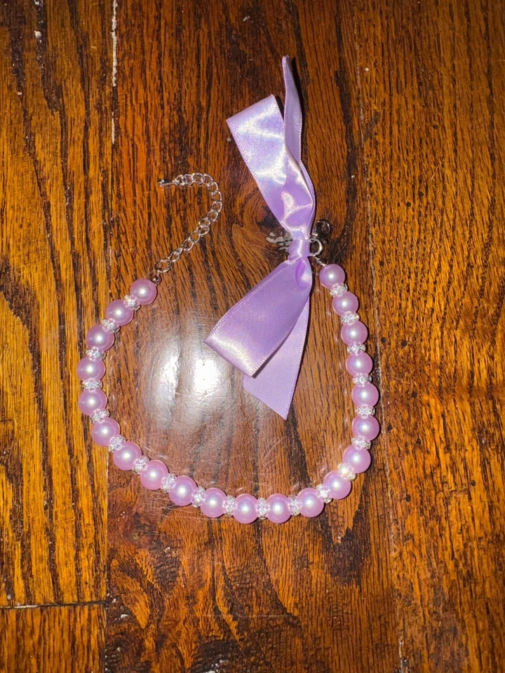 Elegante collar de perlas moradas para perro/gato joyería de lujo para mascotas no es un collar S Foto 1 de 1