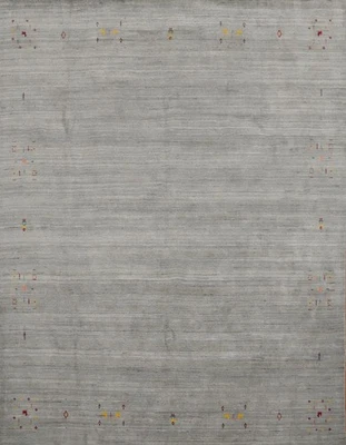 Handmade Gray Gabbeh Area Rug 10x10 Ft Oriental Wool Square Carpet Modern Rug - Image 1 of 4