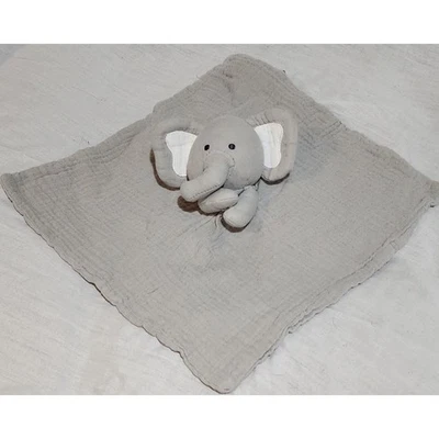 Manta de seguridad Carter’s Child of Mine pequeña gris algodón muselina elefante Lovey Foto 1 de 3
