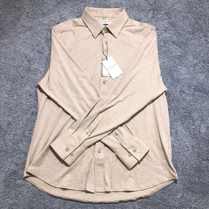 REPORT COLLECTION Lux Knit Mens LG Sand Tan 93 4-Way Stretch Button Up NWT - Picture 1 of 21