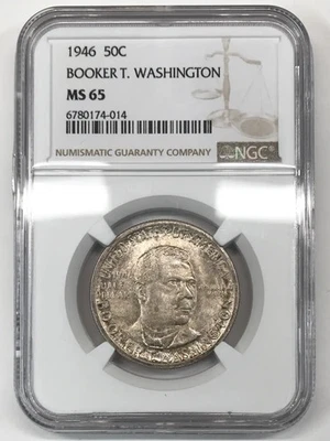 1946 P Booker T Washington (BTW) Memorial Commemorative Half Dollar NGC MS-65 - Image 1 of 3