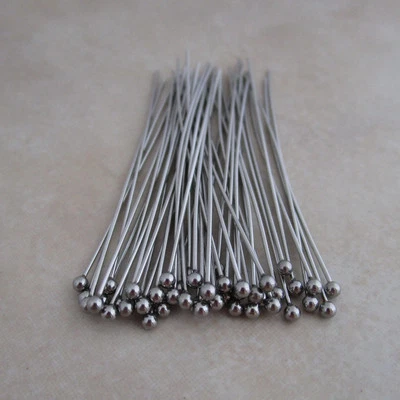 50 pasadores de cabeza de acero inoxidable 2 pulgadas calibre 24 1,8 mm bola hipoalergénica Foto 1 de 4