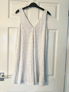 ASOS Women's UK Size 8 100% Cotton White Floral Pattern Cut Out Summer Dress - Picture 1 of 3