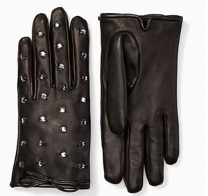 Kate Spade New York "Bedazzled" Leather Gloves size S NWT FREE SHIPPING UNIQUE - Picture 1 of 4